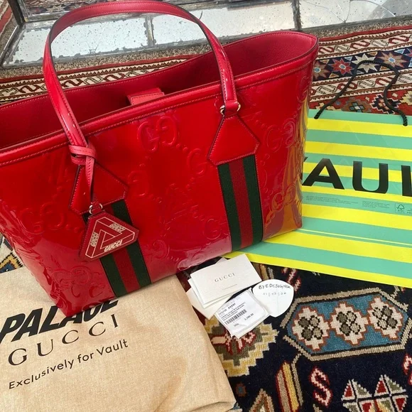 Gucci | Bags | Embossed Gg Jumbo Patent Leather Tote Bag | Poshmark